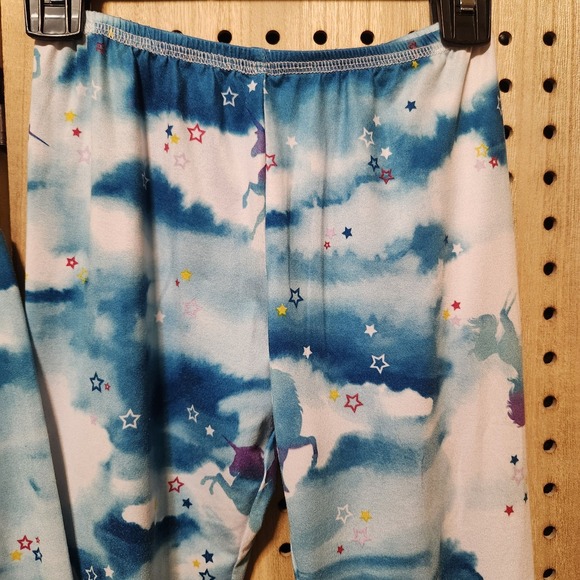 Cuddl Duds Girls Pajama Set Size M Blue Unicorn Long Sleeve & Pants - Picture 3 of 7